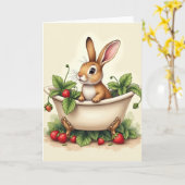 Carte Mignonne de Lapin dans une Baignoire (Fleur jaune)