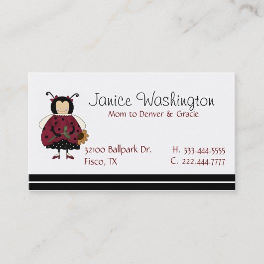 Carte mignonne de maman de fille de coccinelle (Devant)