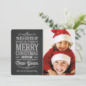 Carte mignonne de modèle photo de tableau de Noël (Debout devant)