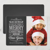 Carte mignonne de modèle photo de tableau de Noël (Devant / Derrière)