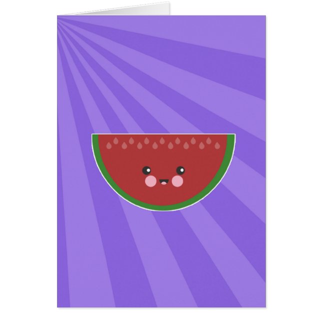 Carte mignonne de pastèque de Kawaii (Devant)