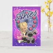 Carte mignonne de zodiaque de Bélier avec la (Fleur jaune)