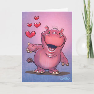 Carte mignonne d'hippopotame