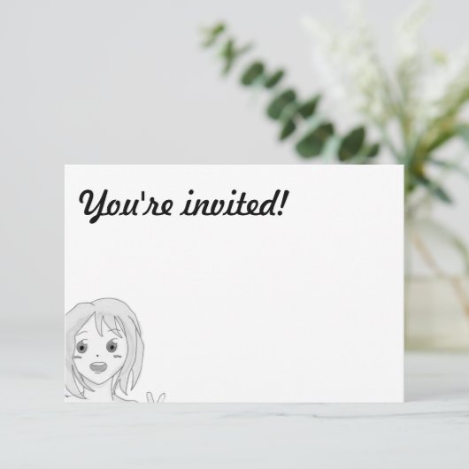 Carte mignonne d'invitation de manga (Debout devant)