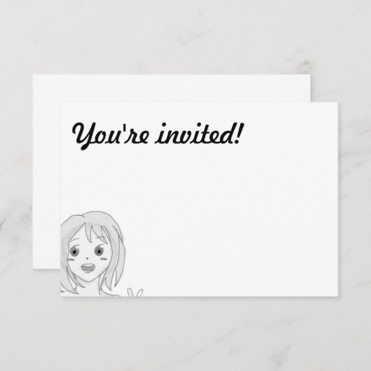 Carte mignonne d'invitation de manga (Devant / Derrière)