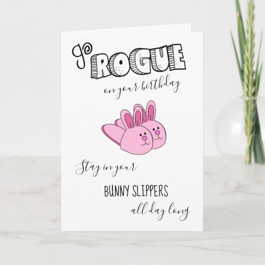 Carte Mignonne Drôle Go Rogue Pink Bunny Chaussures Anni (Devant)