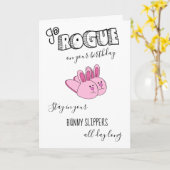 Carte Mignonne Drôle Go Rogue Pink Bunny Chaussures Anni (Fleur jaune)