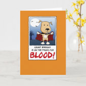 Carte Mignonne et drôle Vampire chien Halloween (Fleur jaune)