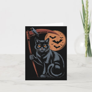 Carte Mignonne Faucheuse Mort Chat Noir Halloween Maman