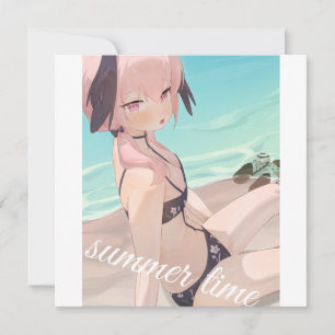Carte mignonne fille anime profiter de l'été sur la plag