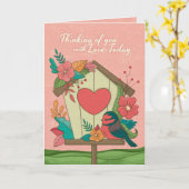 Carte Mignonne Fleurs d'Oiseaux Carte de Fête des (Fleur jaune)