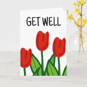 Carte Mignonne Get Well avec dessin tulipe rouge (Fleur jaune)
