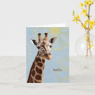 Carte mignonne girafe jaunty simple bonjour penser à vou