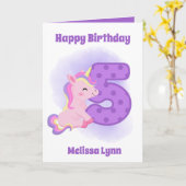 Carte mignonne girls 5th Birthday unicorne ajouter nom s (Fleur jaune)