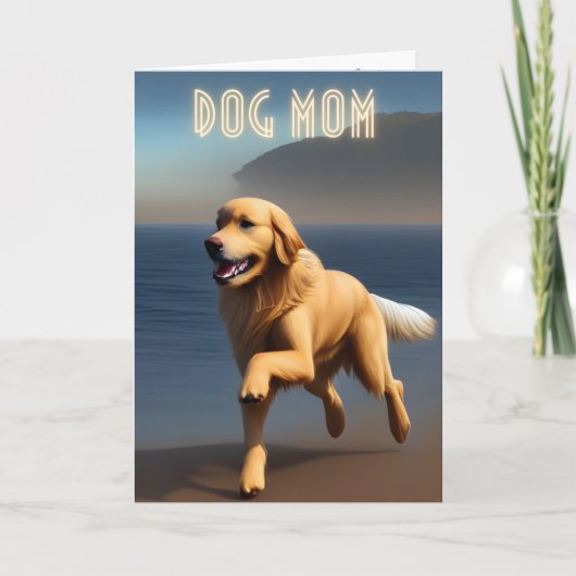 Carte Mignonne Golden Retriever Beach Chien Maman (Devant)
