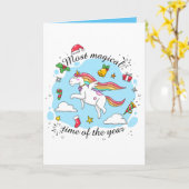 Carte Mignonne heure magique Noël Unicorne (Fleur jaune)