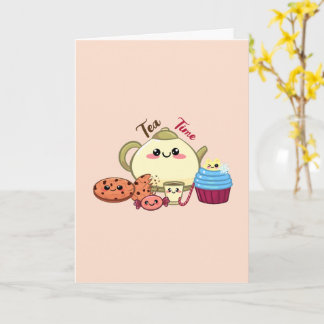 Carte Mignonne illustration de kawaii pour le thé et les