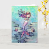 Carte Mignonne Imaginaire Sirène Art Toutes les Occasion (Fleur jaune)