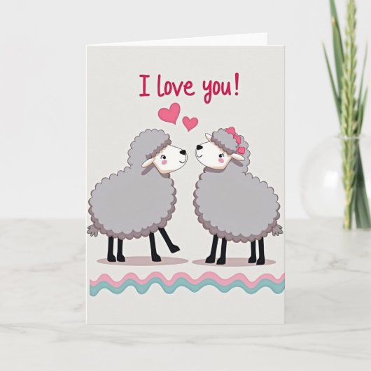Carte mignonne je t'aime mouton (Devant)