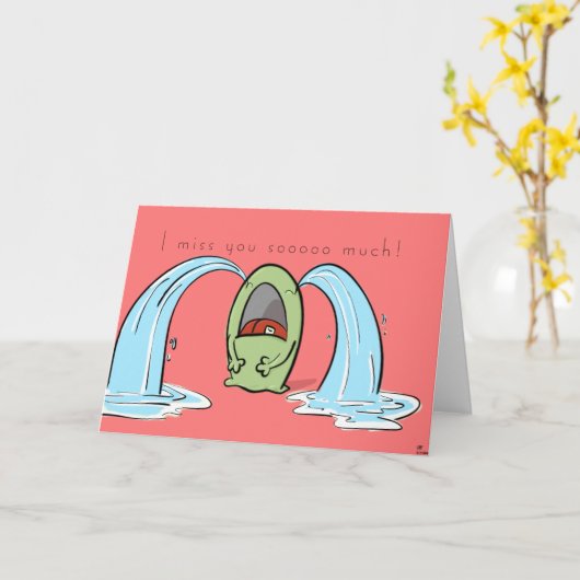 Carte mignonne 'Je te manque' (Fleur jaune)