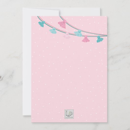 Carte Mignonne lama rose et menthe (Dos)