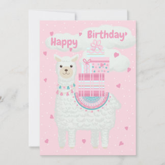 Carte Mignonne lama rose et menthe