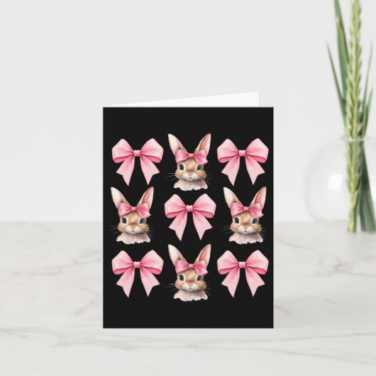 Carte Mignonne lapin de Pâques Visage Coquette Bow Jour (Devant)