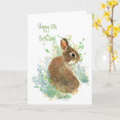 Carte Mignonne lapin lapin animal de 5e anniversaire de  (Fleur jaune)