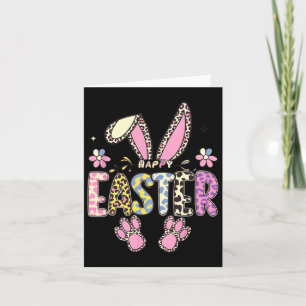 Carte Mignonne Lapin Léopard Jour de Pâques Teil Pour In