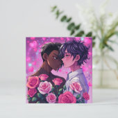 Carte Mignonne LGBT+ Anime Personnalisée Saint Valentin (Debout devant)