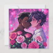 Carte Mignonne LGBT+ Anime Personnalisée Saint Valentin (Devant)