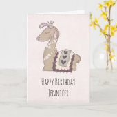 Carte Mignonne Llama Princesse portant une couronne (Fleur jaune)