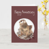 Carte Mignonne loutre d'anniversaire pour conjoint (Fleur jaune)