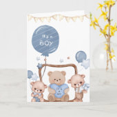 Carte Mignonne Main illustrée "C'est un garçon" (Fleur jaune)