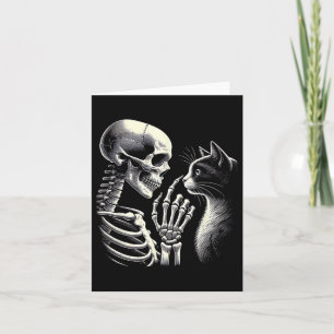 Carte Mignonne Noir Chat Nez Squelette Main Drôle Hallow