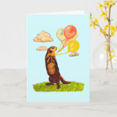 Carte Mignonne Otter avec ballons Illustré Anniversaire (Fleur jaune)