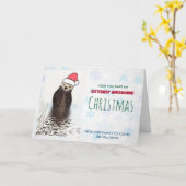 Carte Mignonne Otter portant un chapeau de Père Noël (Fleur jaune)