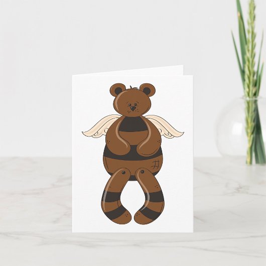 Carte Mignonne Ours en Teddy Brown avec ailes Angel