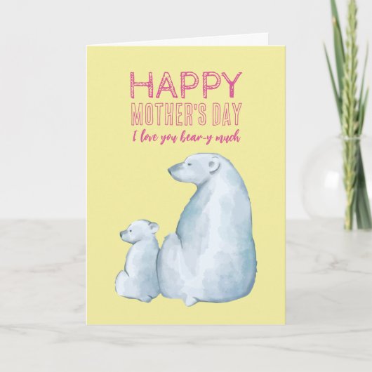 Carte Mignonne Ours Polaire Maman Joyeuse fête des mères (Devant)
