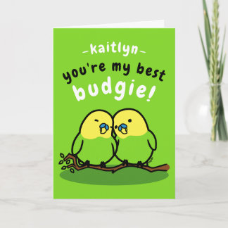 Carte Mignonne Paire Green Budgies Amabilité drôle
