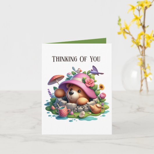 Carte Mignonne pensée que vous portez ajouter un message (Fleur jaune)