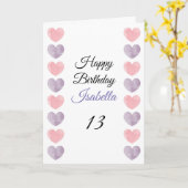 Carte Mignonne Pink Paint Heart Set 13e anniversaire (Fleur jaune)