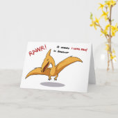 Carte mignonne plume de dinosaure signifie que je t'aime (Fleur jaune)