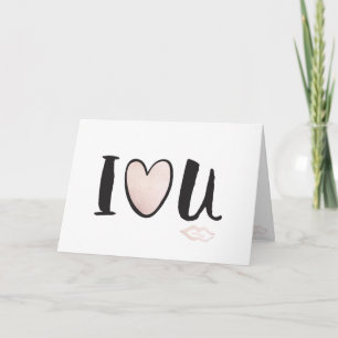 Carte Mignonne Rose Gold I Heart You Kiss Valentine's Da