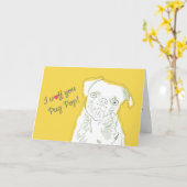 Carte Mignonne Simple Jaune Gris Chien Carlin Pop Fête d (Fleur jaune)