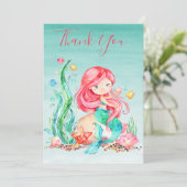 Carte Mignonne sirène d'aquarelle sous le Baby shower ma (Debout devant)