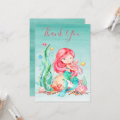 Carte Mignonne sirène d'aquarelle sous le Baby shower ma (Devant/Arrière en situation)