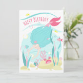 Carte Mignonne Sirène Plongée Sous La Mer (Debout devant)