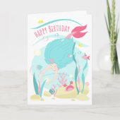 Carte Mignonne Sirène Plongée Sous La Mer (Devant)