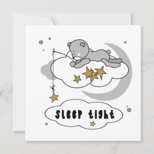 Carte Mignonne Sommeil Tight Teddy Ours Étoiles